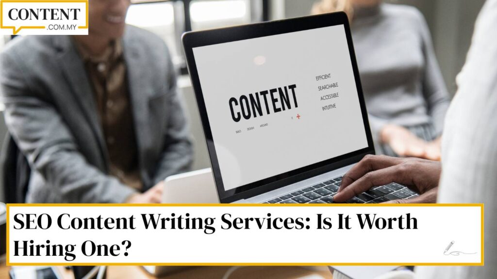 malaysian content writer writing on a laptop for seo content