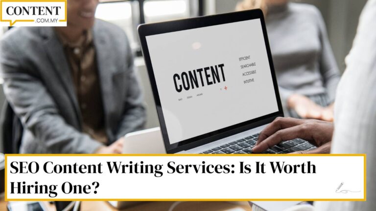 malaysian content writer writing on a laptop for seo content