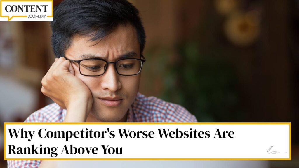 asian man wondering his competitor website is ranking higher than his